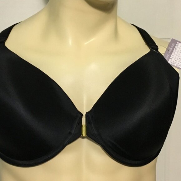 42DD Size Front-Close T-Shirt Black Catherines Bra, New! Womens Racerback lace - Picture 4 of 4